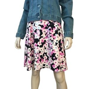 ADRIENNE Vittadini Floral Skirt A-line Full Skater with Pockets